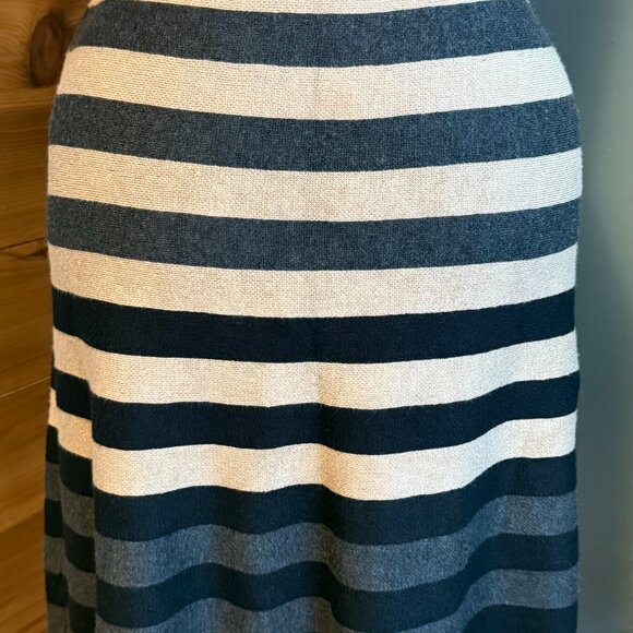 SPENSE Black, Gray, and Camel Below the Knee Pull-on Striped Skirt Large NWT - Picture 2 of 6